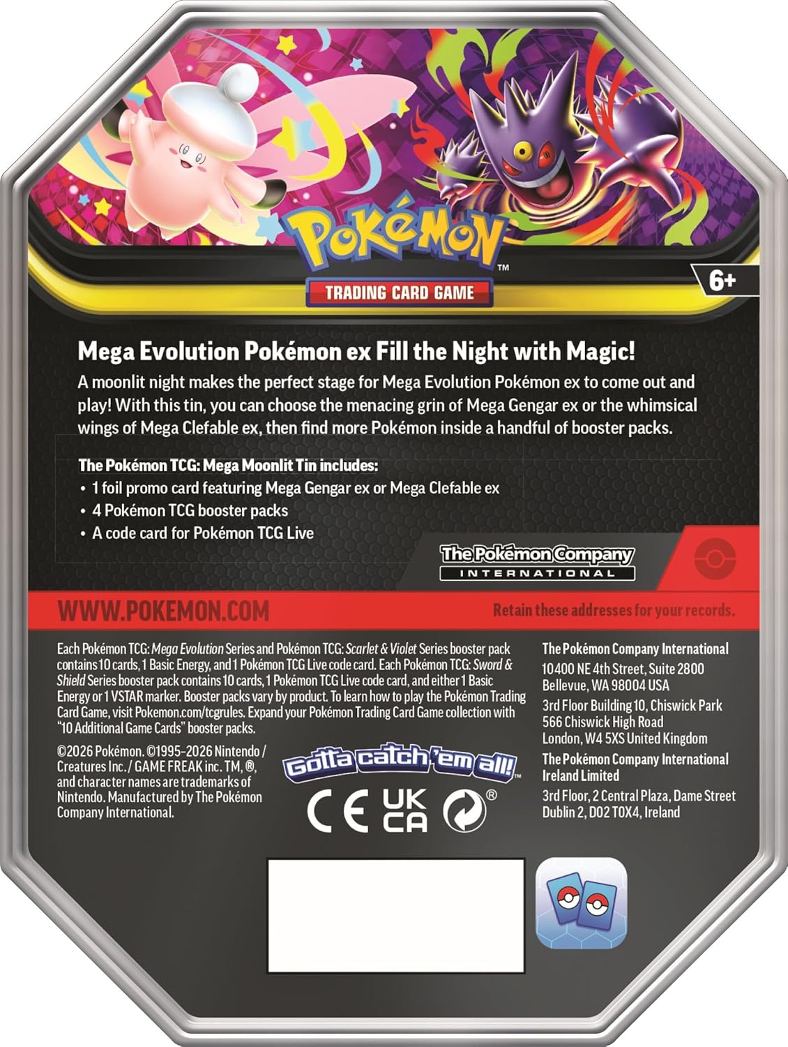 Pokémon Trading Card Game (TCG): Mega Moonlit Tin Assortment (Styles May Vary) (Preorder)