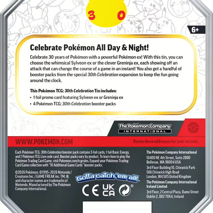 Pokémon TCG: 30th Celebration Greninja ex & Sylveon ex Tin