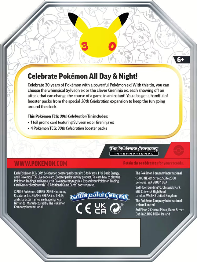 Pokémon TCG: 30th Celebration Greninja ex & Sylveon ex Tin